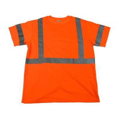 Road traffic safety clothing fluorescent orange reflective T-shirt for construction