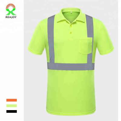 Custom logo factory supply reflective breathable quick-dry polo shirt with pocket