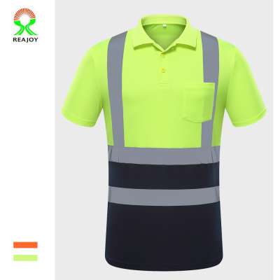 Wholesale latest design factory supply color matching design safety reflective quick-dry polo shirt, custom logo shirt