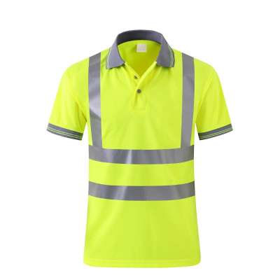 100% Polyester Bird Eye Quick Dry High Visibility Construction Reflective Safety Polo Shirts